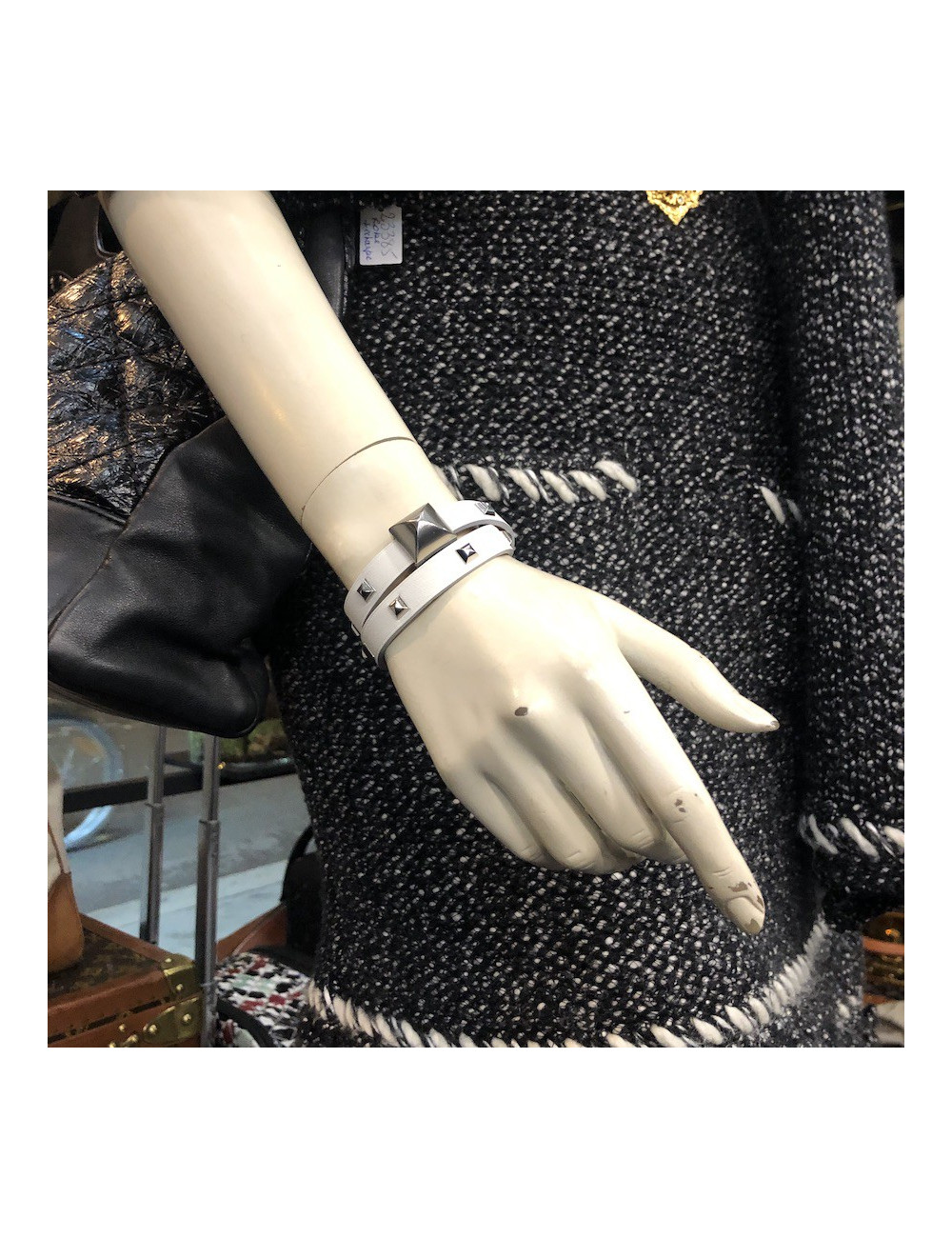 Bracelet cuir Medor Infini clouté double tour Blanc