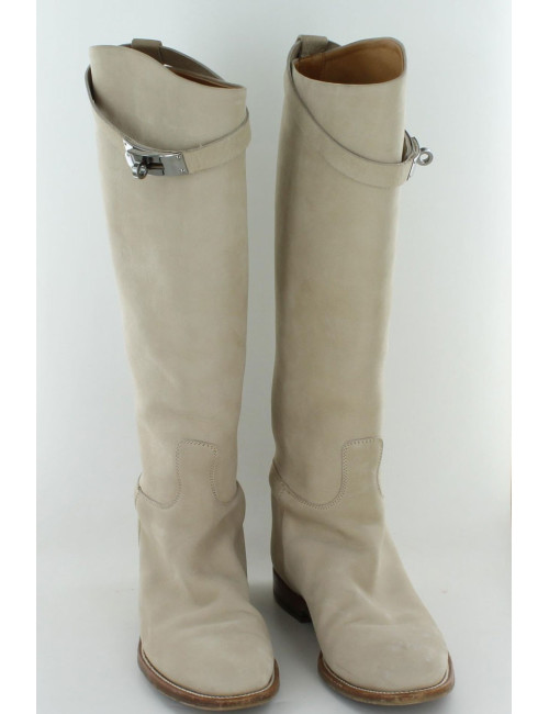 Bottes jumping HERMES  veau velours naturel
