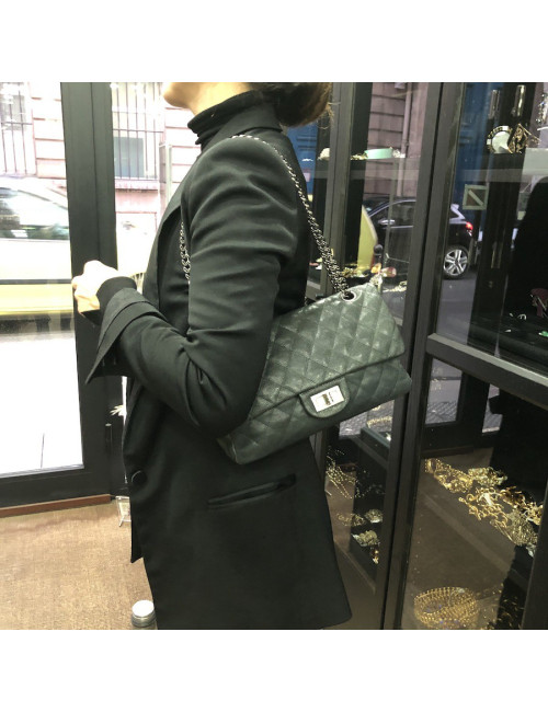 Sac à main 2.55 CHANEL  Mademoiselle cuir caviar gris