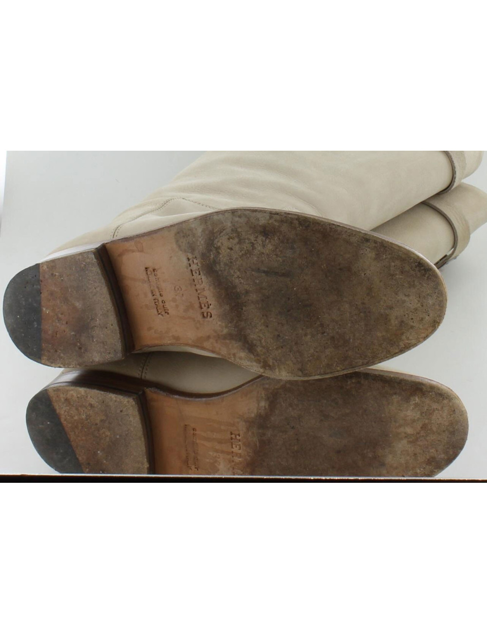 Bottes jumping HERMES  veau velours beige