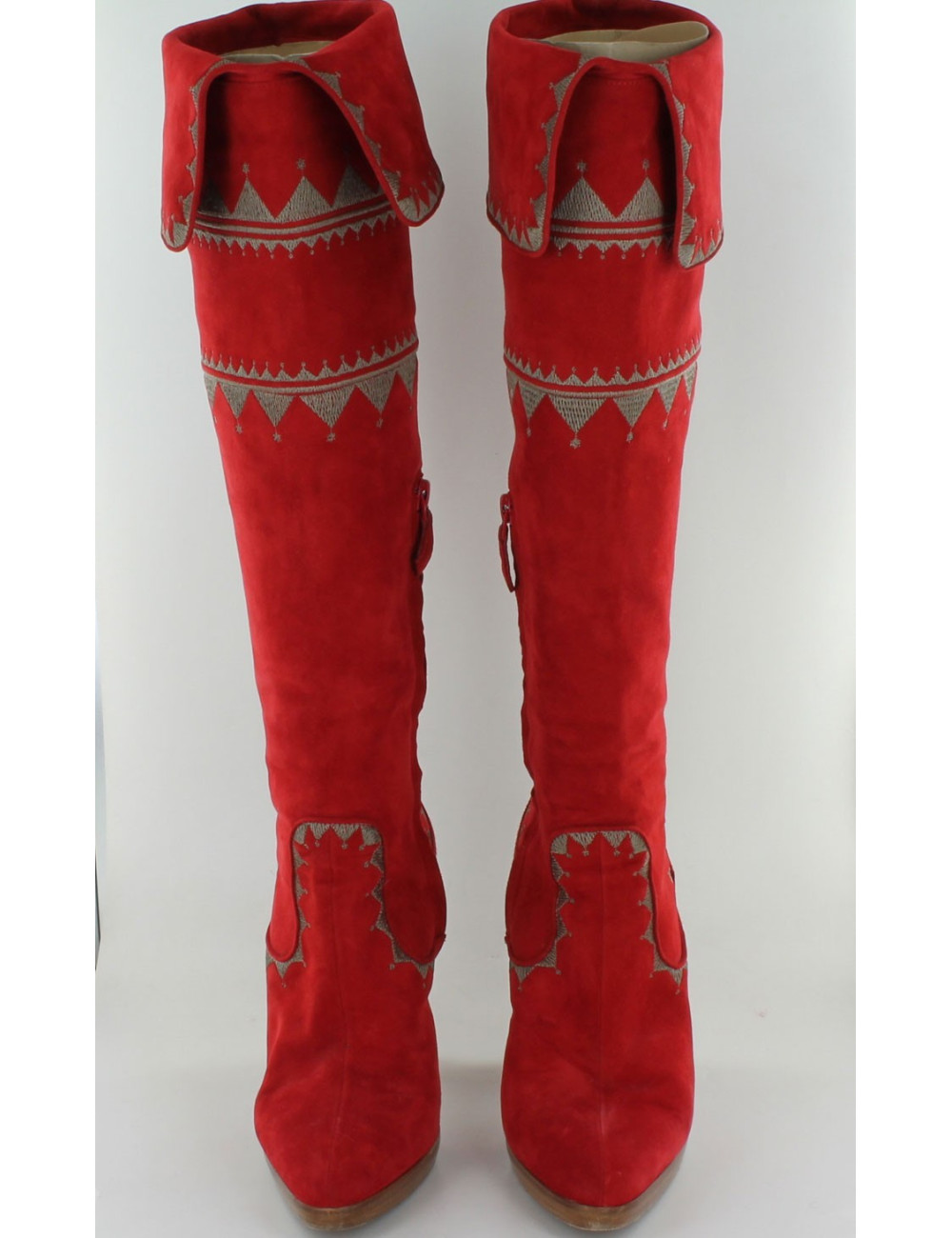 Bottes collector HERMES veau velours rouge