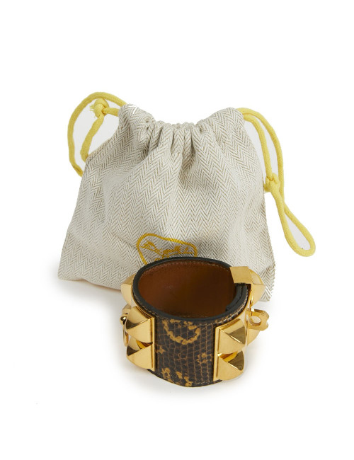 Manchette HERMES en lézard Varan du Salvador ombre