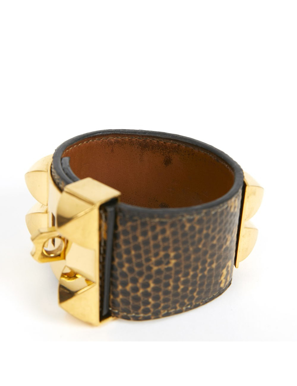 Manchette HERMES en lézard Varan du Salvador ombre