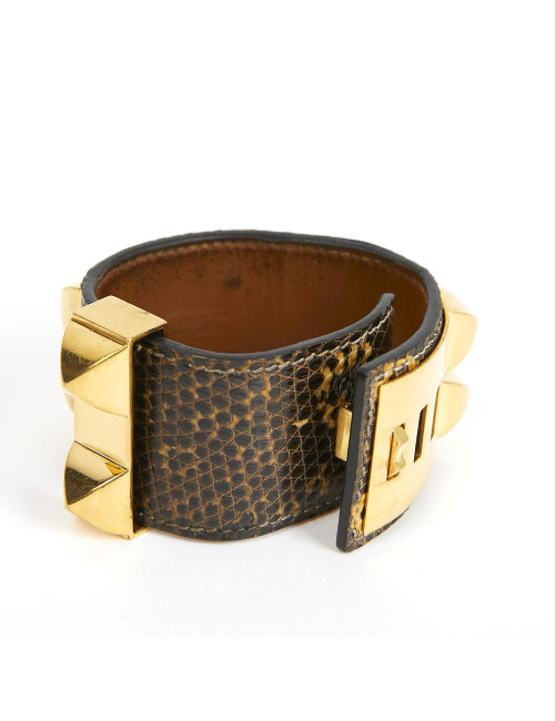 Manchette HERMES en lézard Varan du Salvador ombre