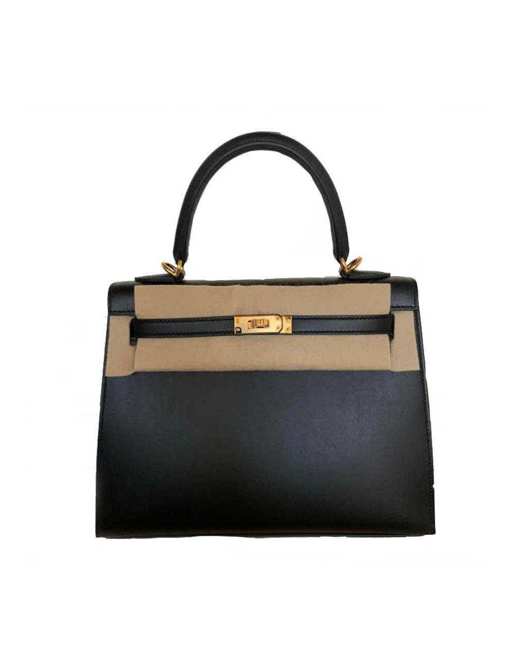 Kelly II 25 cuir sombrero noir HERMES