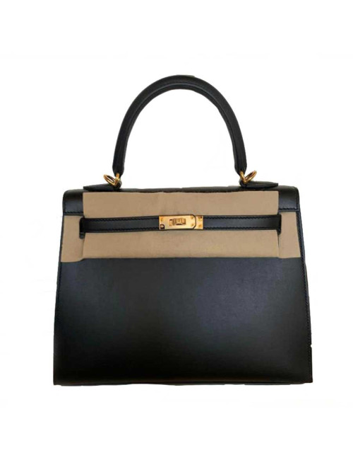 Kelly II 25 cuir sombrero noir HERMES