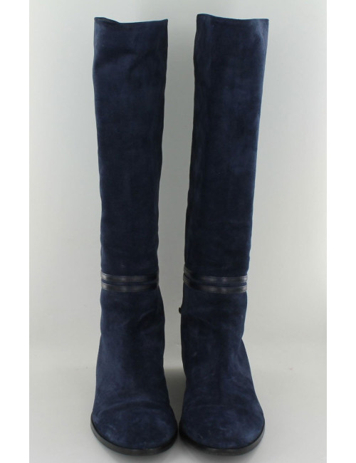Bottes SERGIO ROSSI t 37.5 veau velours bleu