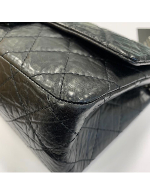 Sac Mademoiselle 2.55 CHANEL cuir froissé noir