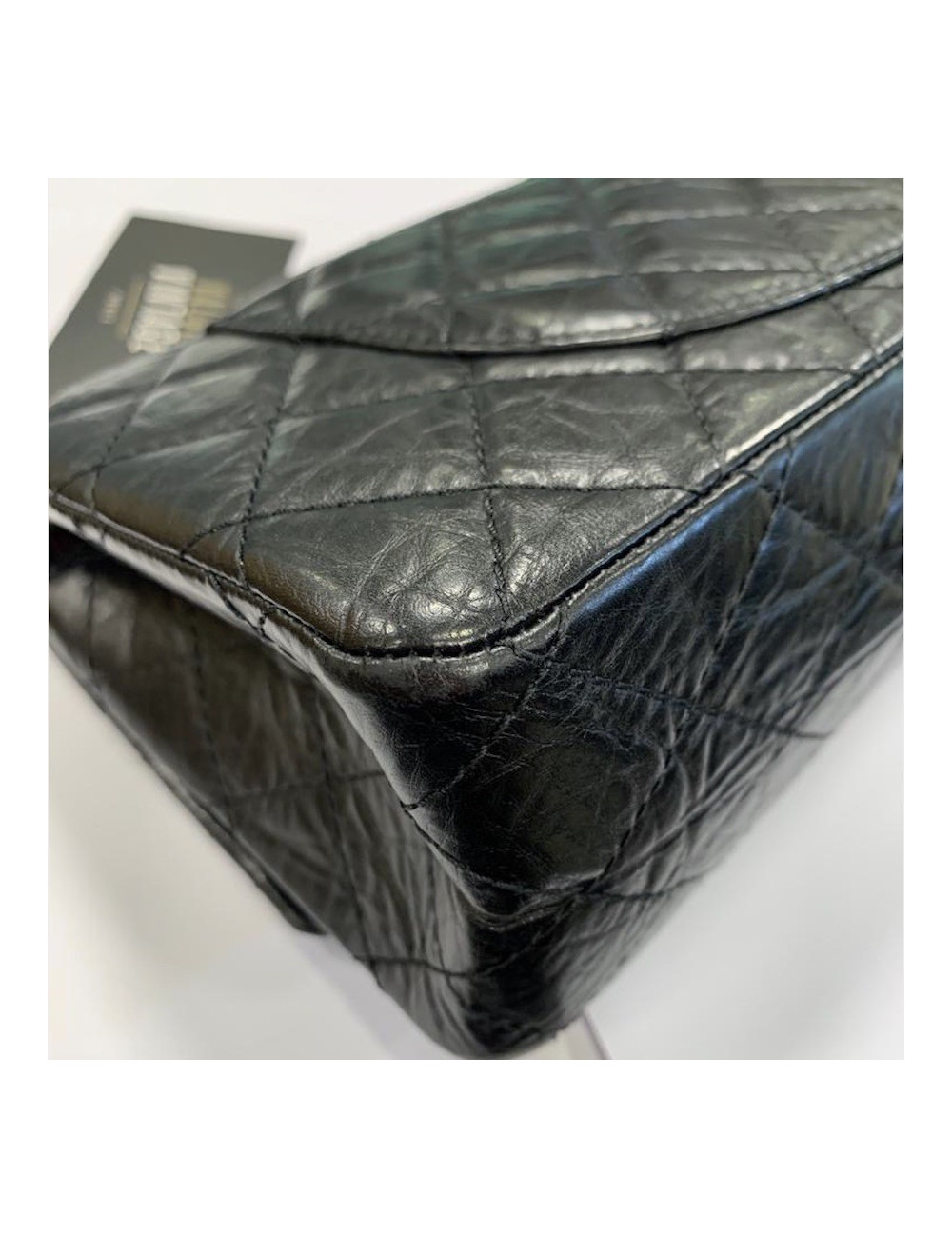 Sac Mademoiselle 2.55 CHANEL cuir froissé noir