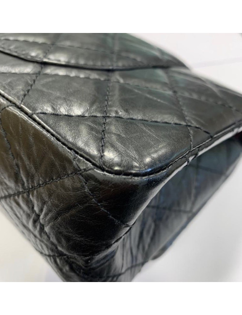 Sac Mademoiselle 2.55 CHANEL cuir froissé noir