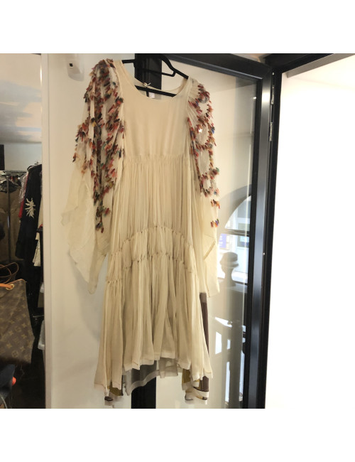 Hippie chic CHLOE robe longue fluide en soie