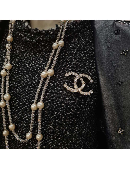 printemps 2020 Broche CHANEL doré et cristal