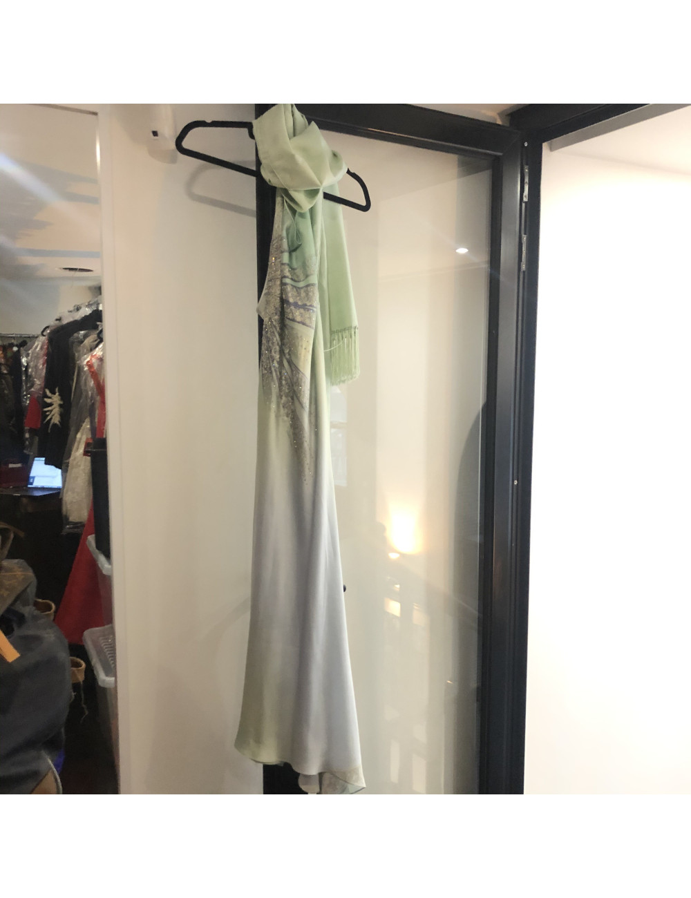 Robe soirée verte sequins ELIE SAAB T.40