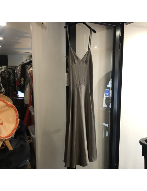 Robe soirée CHLOE marron glacé strass