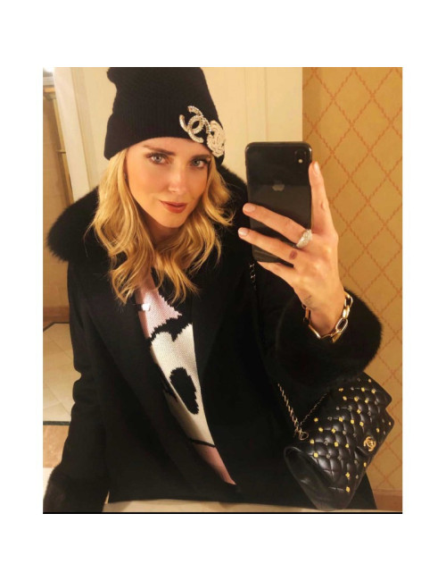 Broche strass CHANEL relief double CC