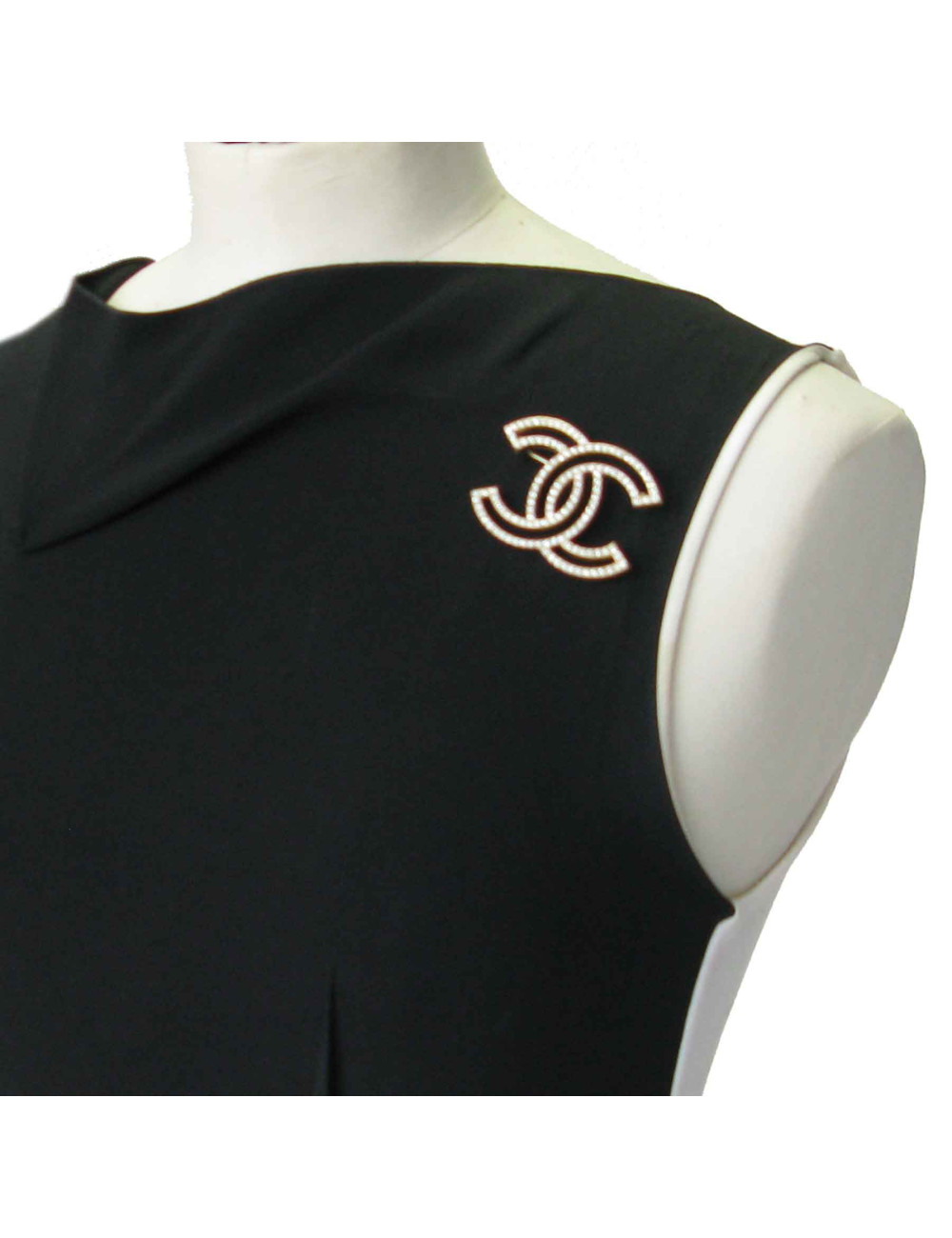 Broche CHANEL Double C strass