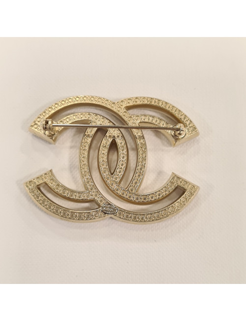 Broche CHANEL Double C strass