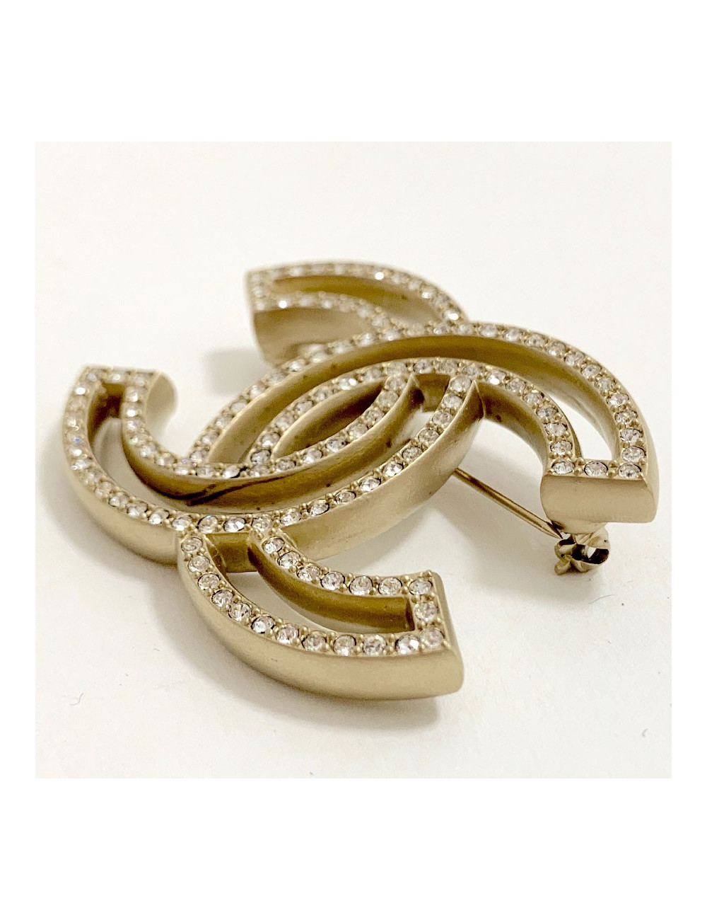 Broche CHANEL Double C strass