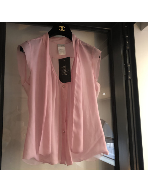 Blouse T42 CHANEL voile de soie rose