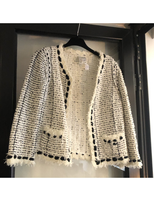 Gilet CHANEL moucheté noir et blanc