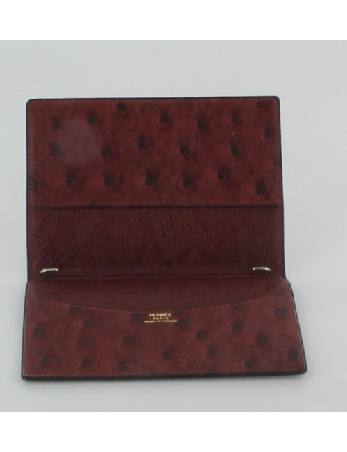 couverture d'agenda HERMES autruche bordeaux