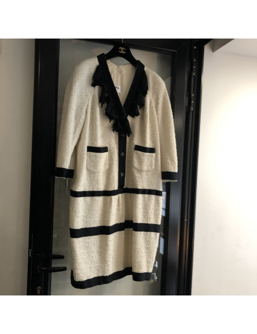 Robe T46 CHANEL tweed blanc