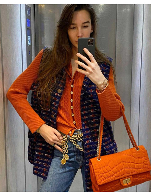 Sac Chanel jersey corail façon crocodile