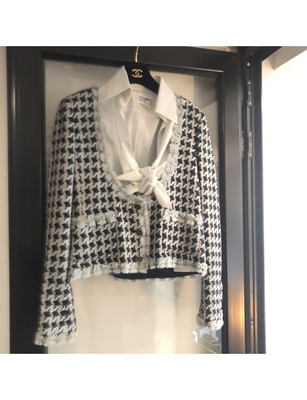 Veste et top T 38 CHANEL tweed bleu