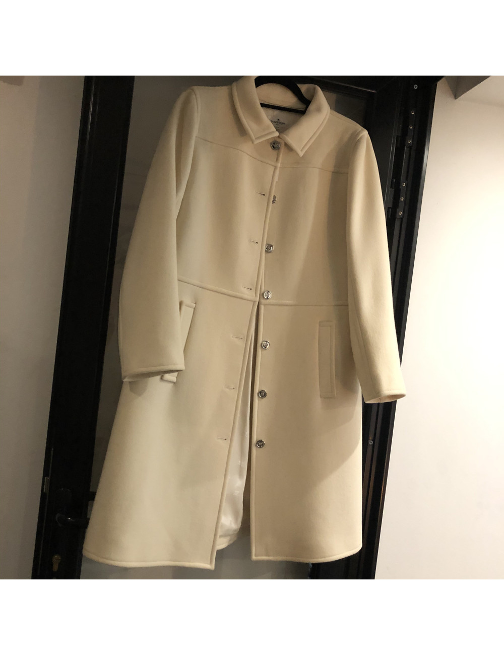 Manteau COURREGES T 42 laine blanc cassé