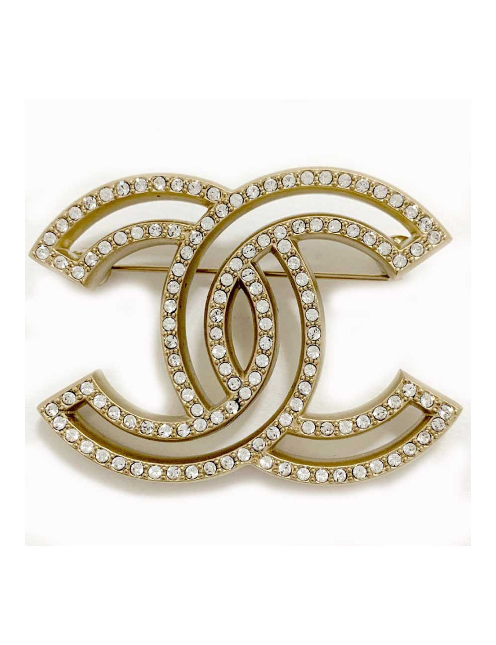 Broche strass CHANEL relief double CC