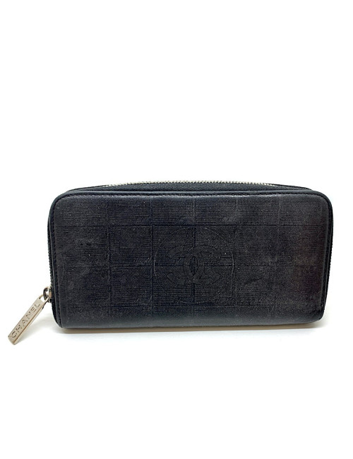 CHANEL Vintage Long Wallet in Black Leather