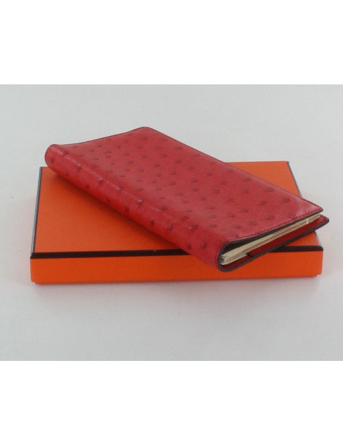 porte agenda HERMES en autruche rouge