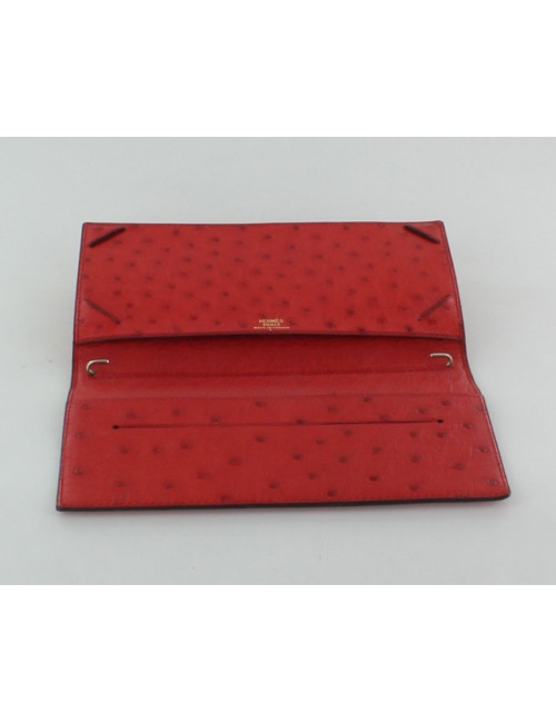 porte agenda HERMES en autruche rouge