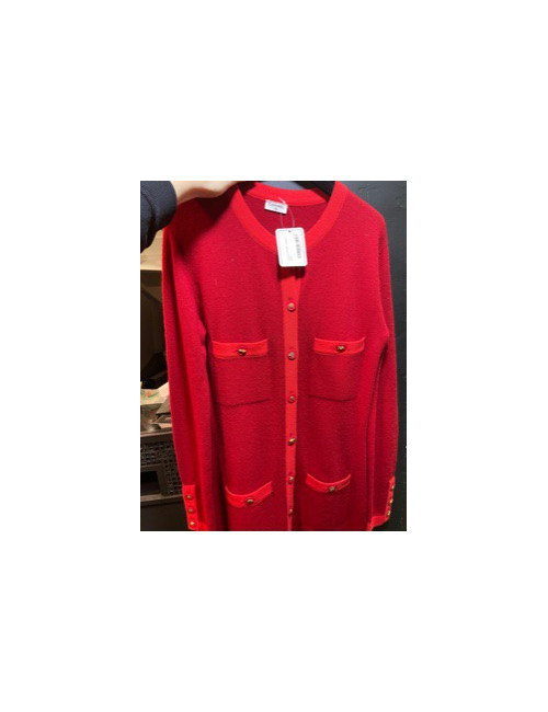Long gilet CHANEL cachemire rouge 