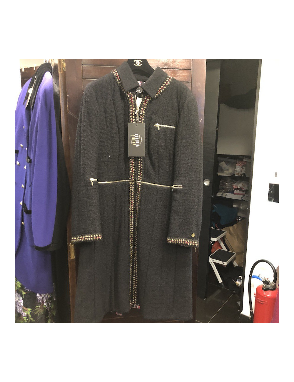 Manteau T 44 CHANEL  tweed noir "Paris-Singapour"