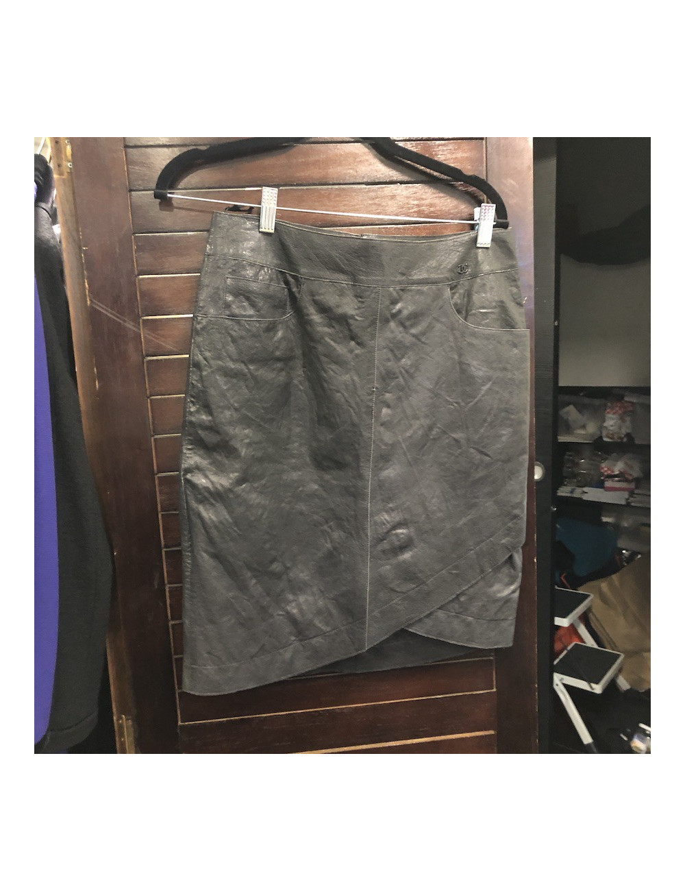 Jupe CHANEL cuir buffle T 38