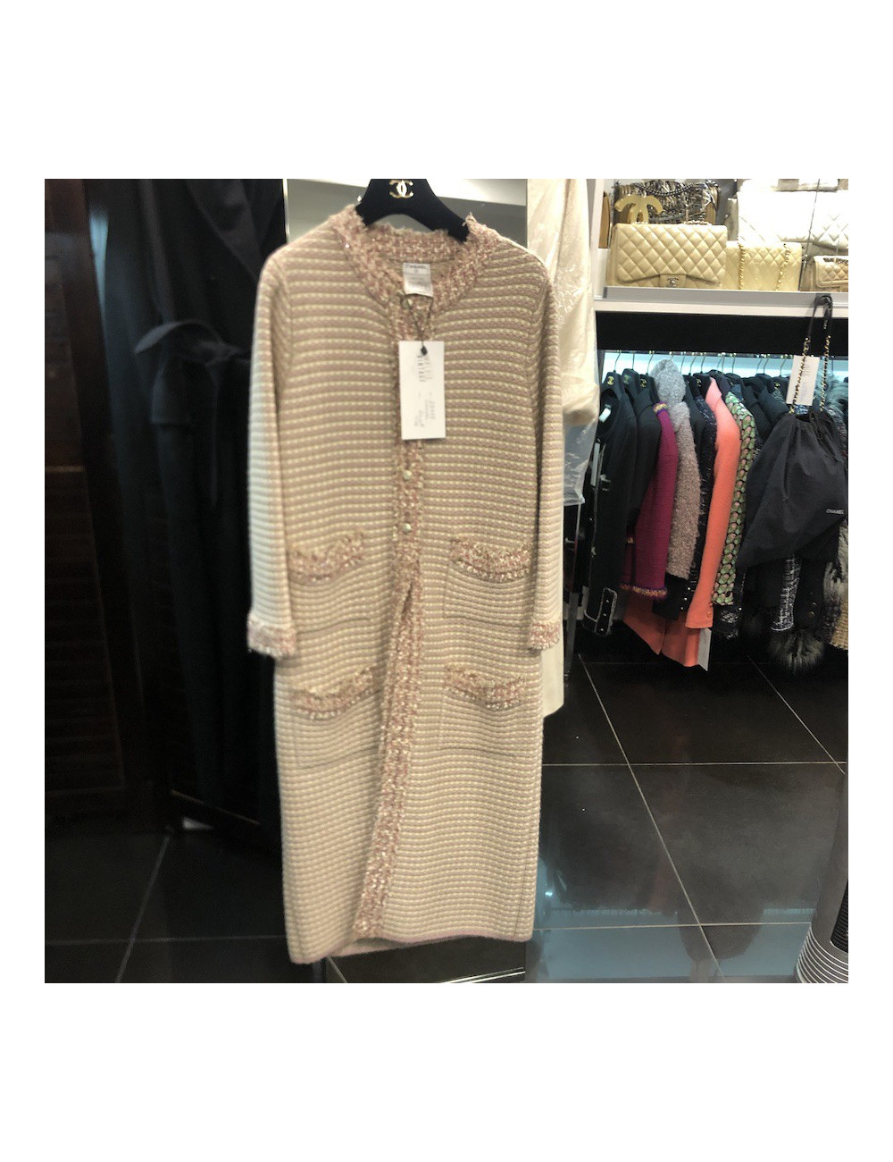 Manteau CHANEL T 38 cachemire et soie