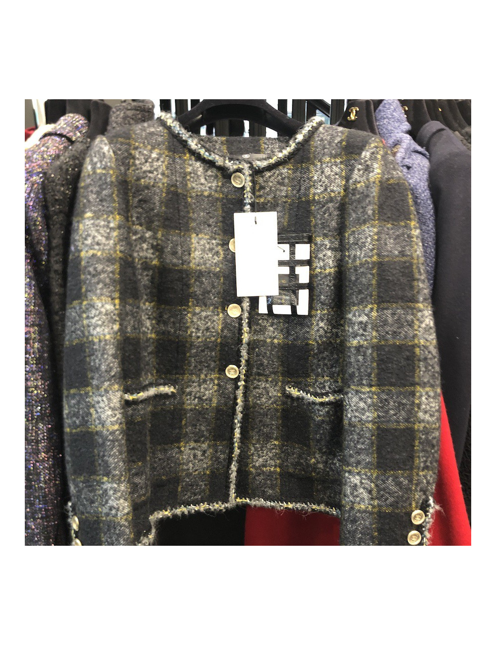 CHANEL T 48 Veste laine jacquart