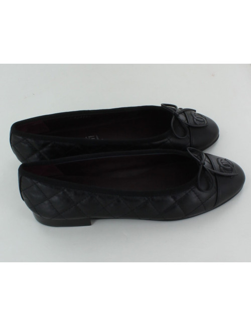 Ballerines CHANEL T 35.5 noires matelassées
