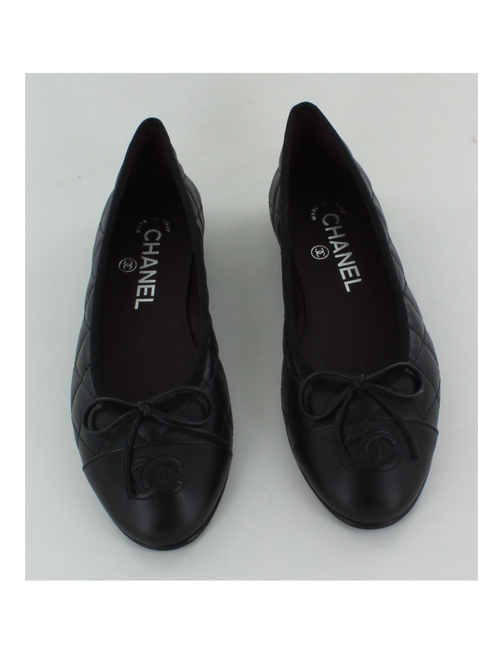 Ballerines CHANEL T 35.5 noires matelassées