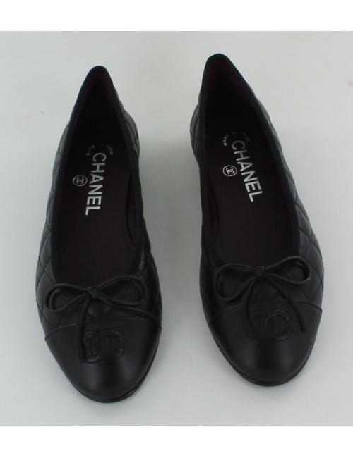 Ballerines CHANEL T 35.5 noires matelassées