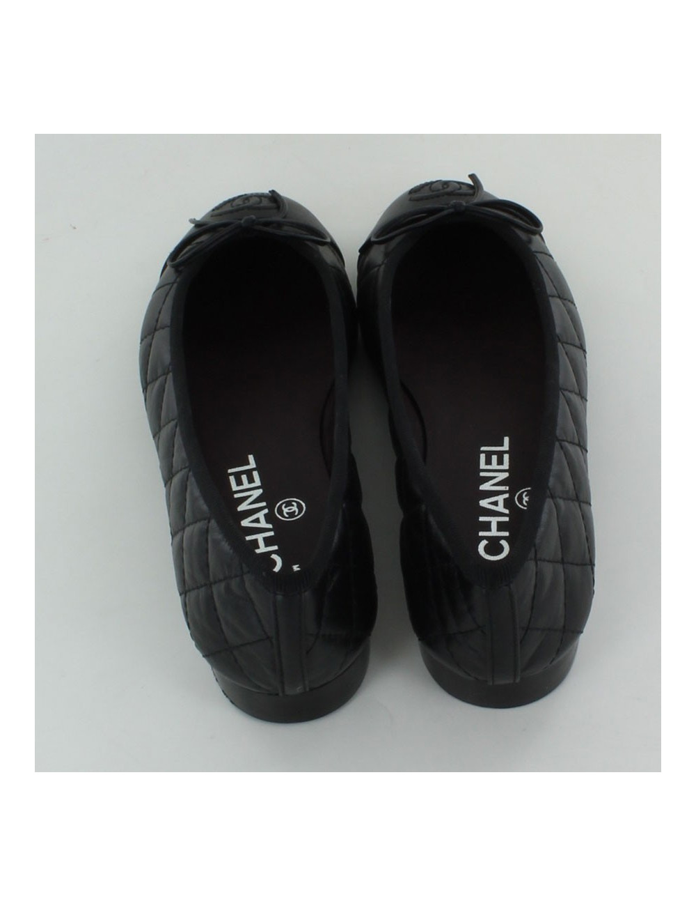 Ballerines CHANEL T 35.5 noires matelassées