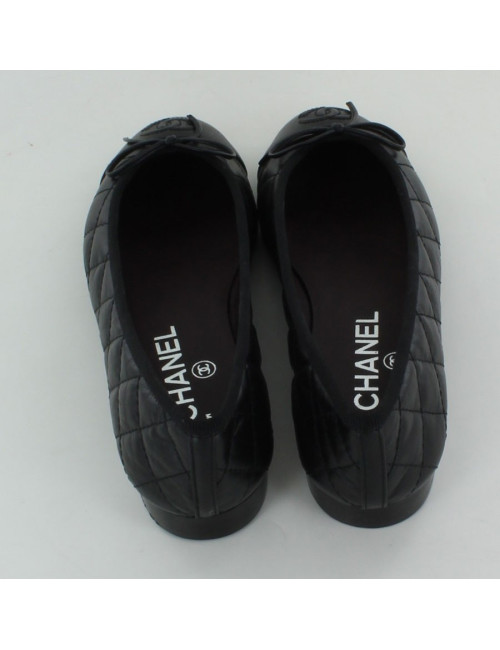Ballerines CHANEL T 35.5 noires matelassées