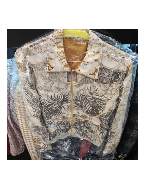 Blouson HERMES T36 en soie beige