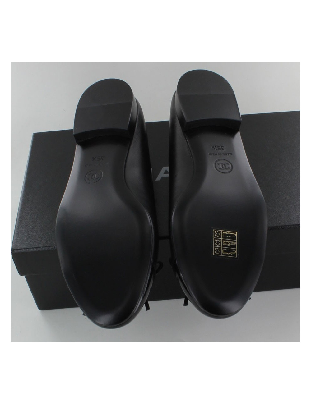 ballerines CHANEL T 35.5 CUIR NOIR