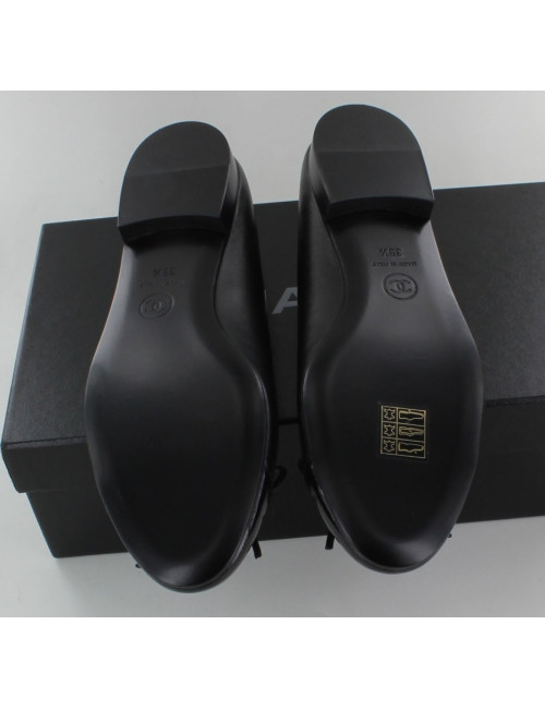 ballerines CHANEL T 35.5 CUIR NOIR