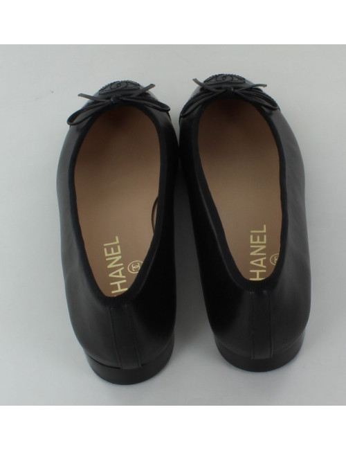 Ballerines CHANEL T 35.5 CUIR NOIR