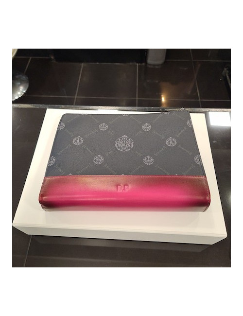 Pochette Nino BERLUTI en toile et cuir rose