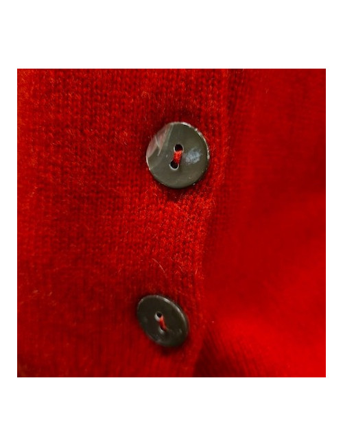 E.S Gilet T  CHANEL  "Paris-Shanghai"en cachemire rouge 