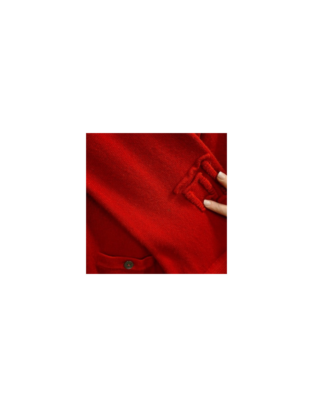 E.S Gilet T  CHANEL  "Paris-Shanghai"en cachemire rouge 